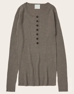 Buttoned Merino Wool Sweater - Women's Collection