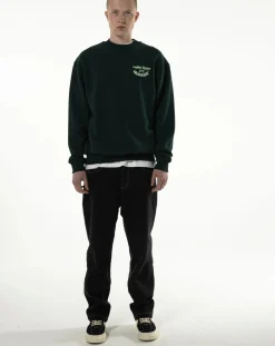 Caesar green round-neck sweatshirt in organic cotton