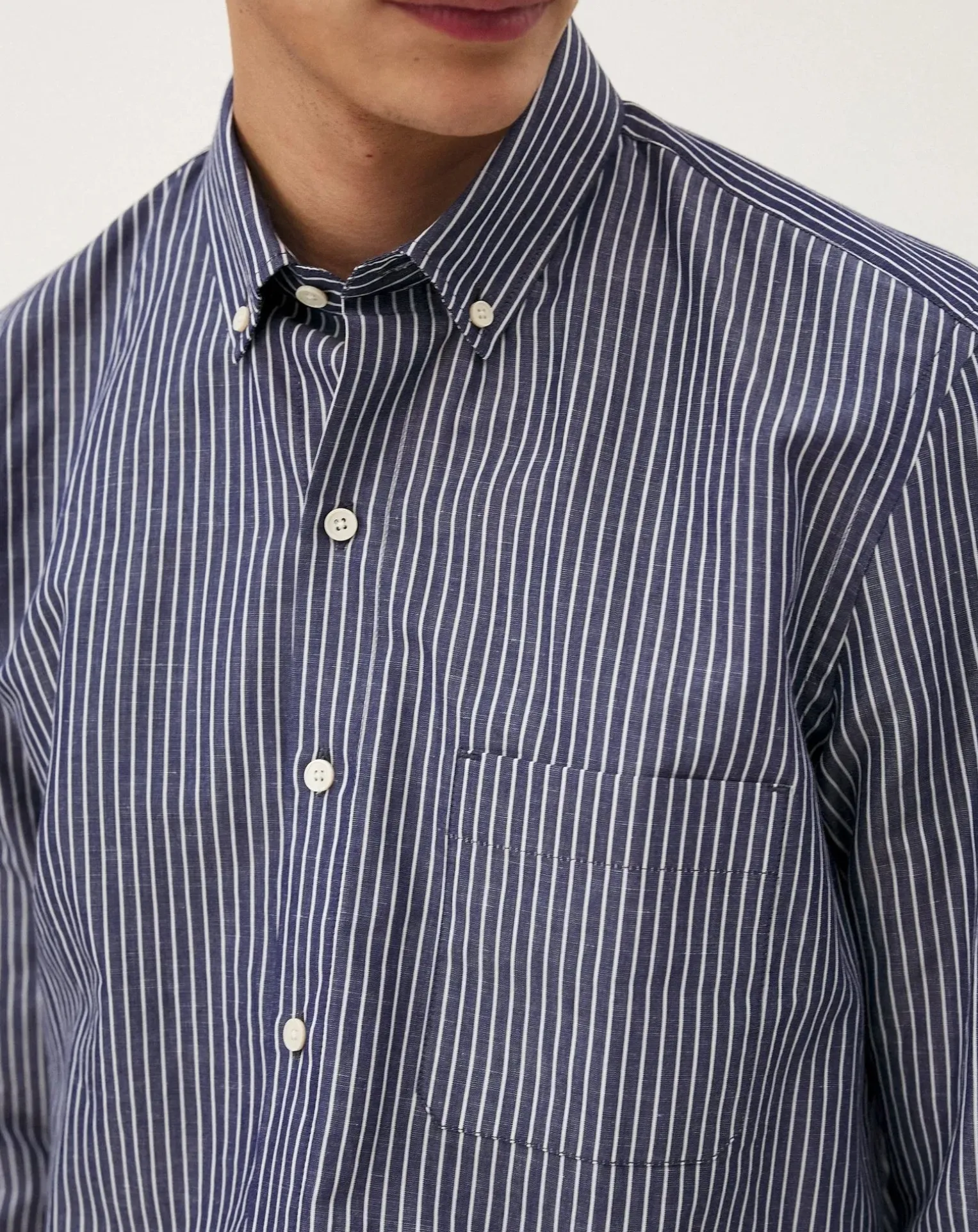 Curtis Blue stripes Upcycled Cotton Long Sleeve Shirt