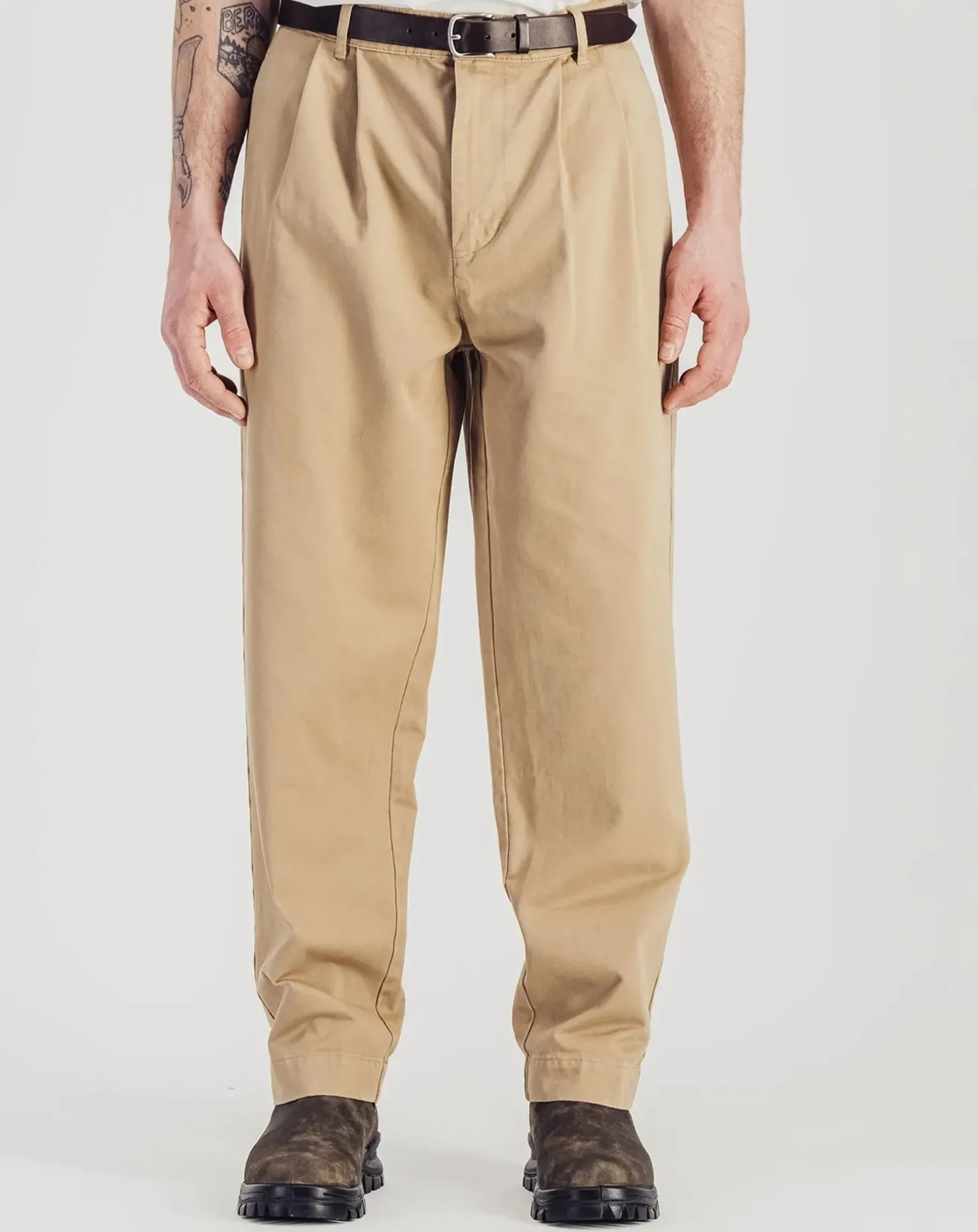 Double Pleats Twill Cotton Pants