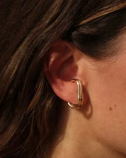 Earcuff vertical Memphis en plaqué or