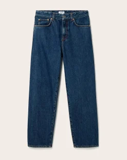 High Waisted Cropped Cotton Jeans