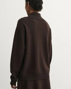 Merino wool felt polo neck sweater - Women's collection