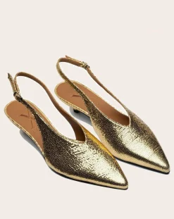 Metallic Heel Slingback