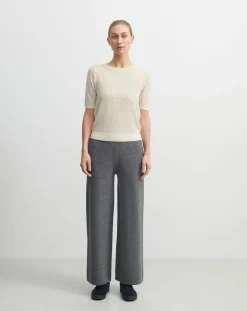 Pointelle Fine Knit Merino Wool Sweater - Women's Collection