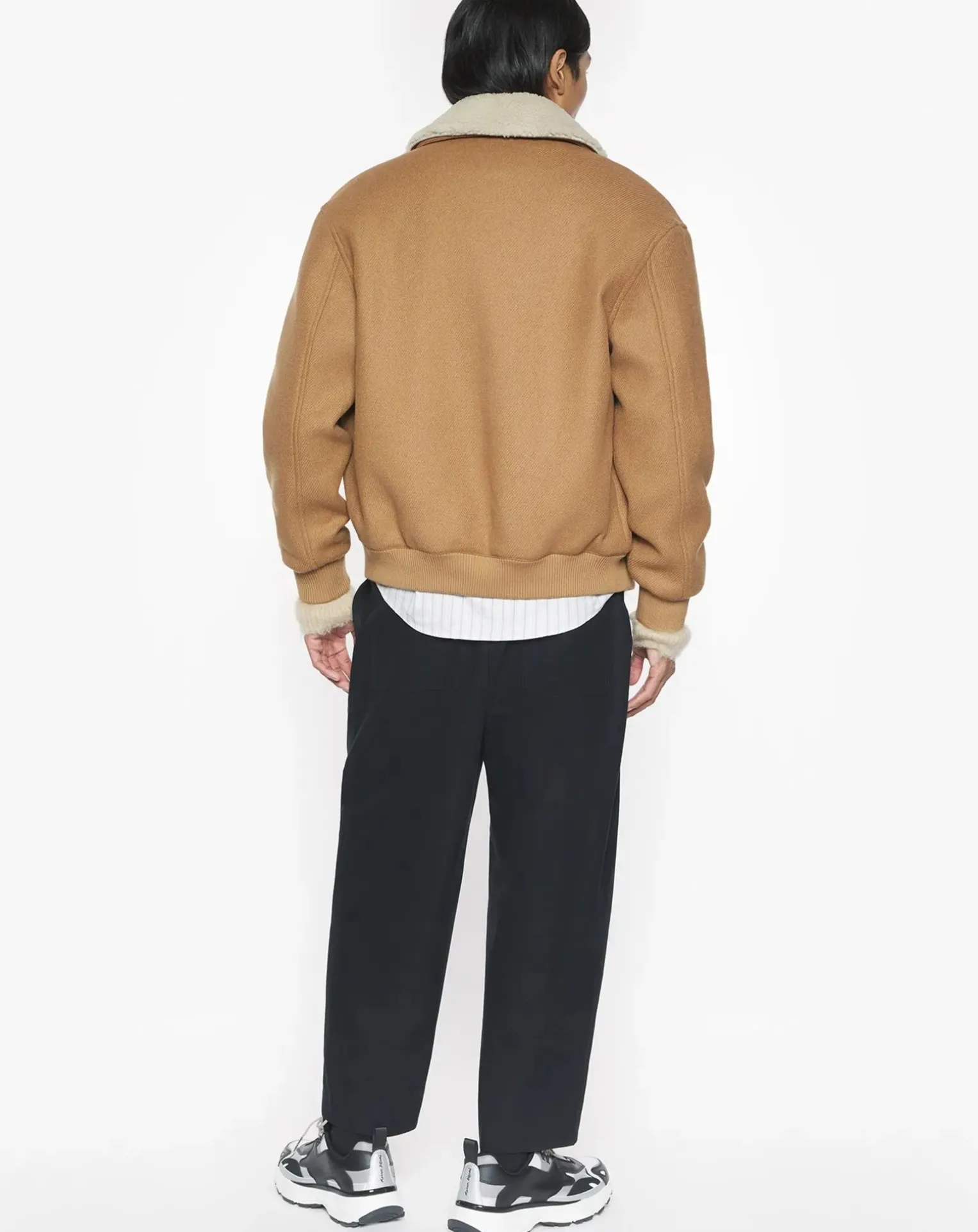 Recycled Wool Sheepskin Collar Jacket