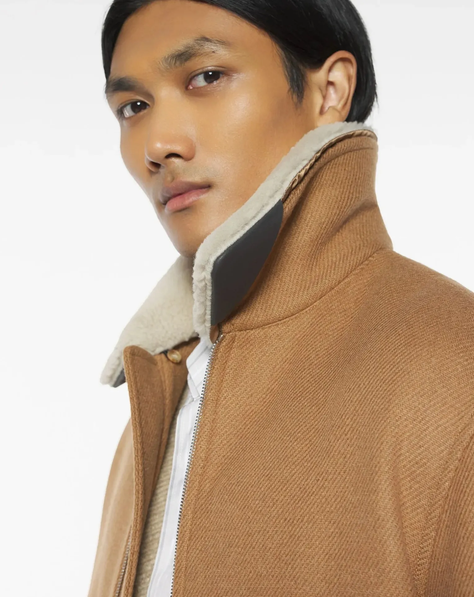 Recycled Wool Sheepskin Collar Jacket