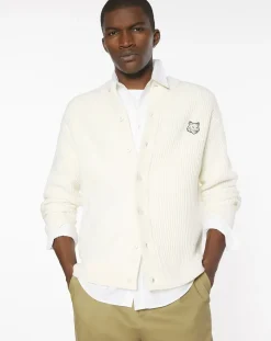 Ribbed Wool Fox Head Cardigan