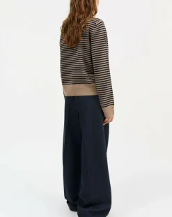 Senna Striped Merino Wool Cardigan