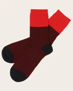 Set of 2 Pairs of Color Block Wool Socks - Women's Collection