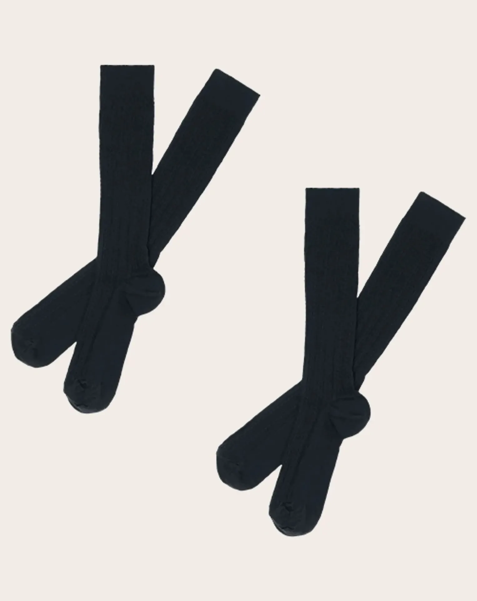 Set of 2 Pairs of Wool Ribbed Knee Highs - Women's Collection