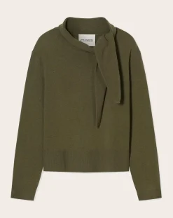 Wool lavallière neck sweater